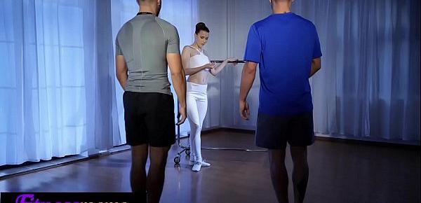  Fitness Rooms Redhead ballet teacher Charlie Red threesome with gym hunks